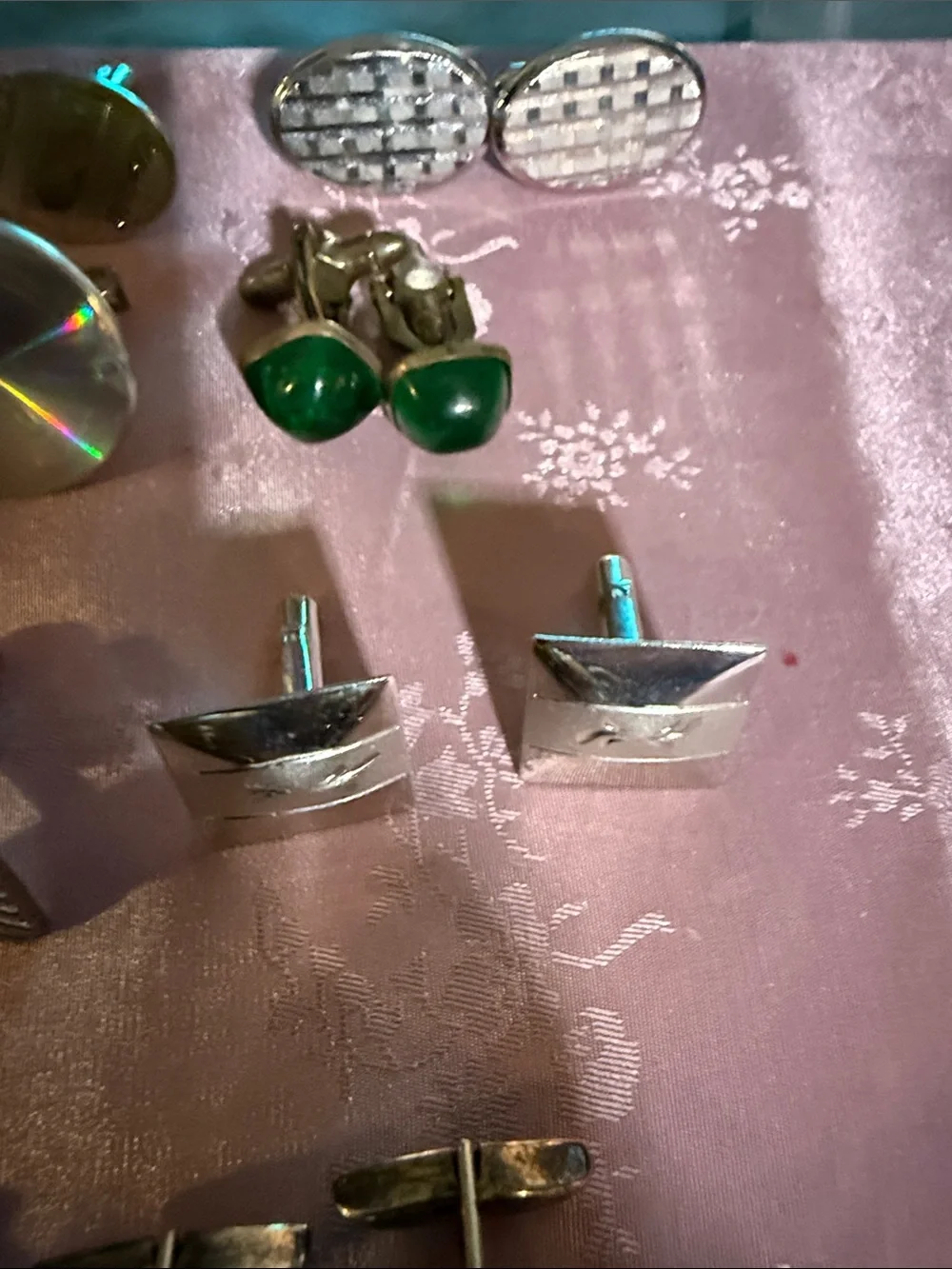 Silver-Tone Men’s Cufflinks Set in Mixed Colors